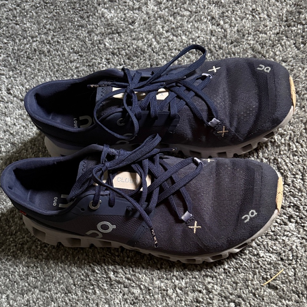 On Running Athletic Shoes in Navy and White